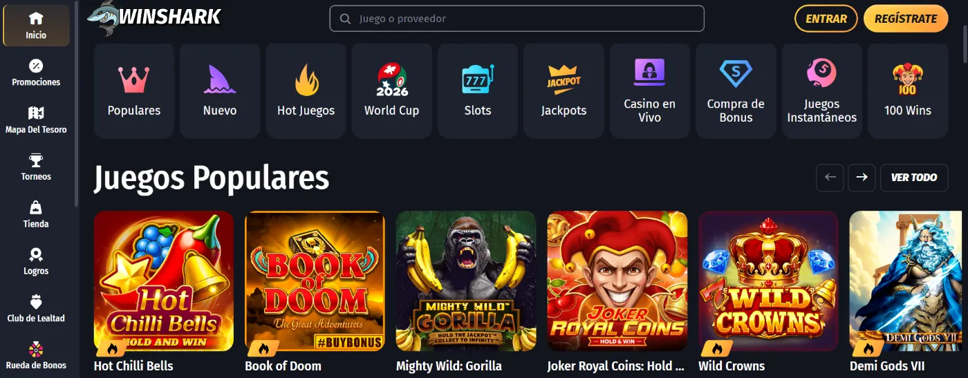 Winshark Casino Página principal